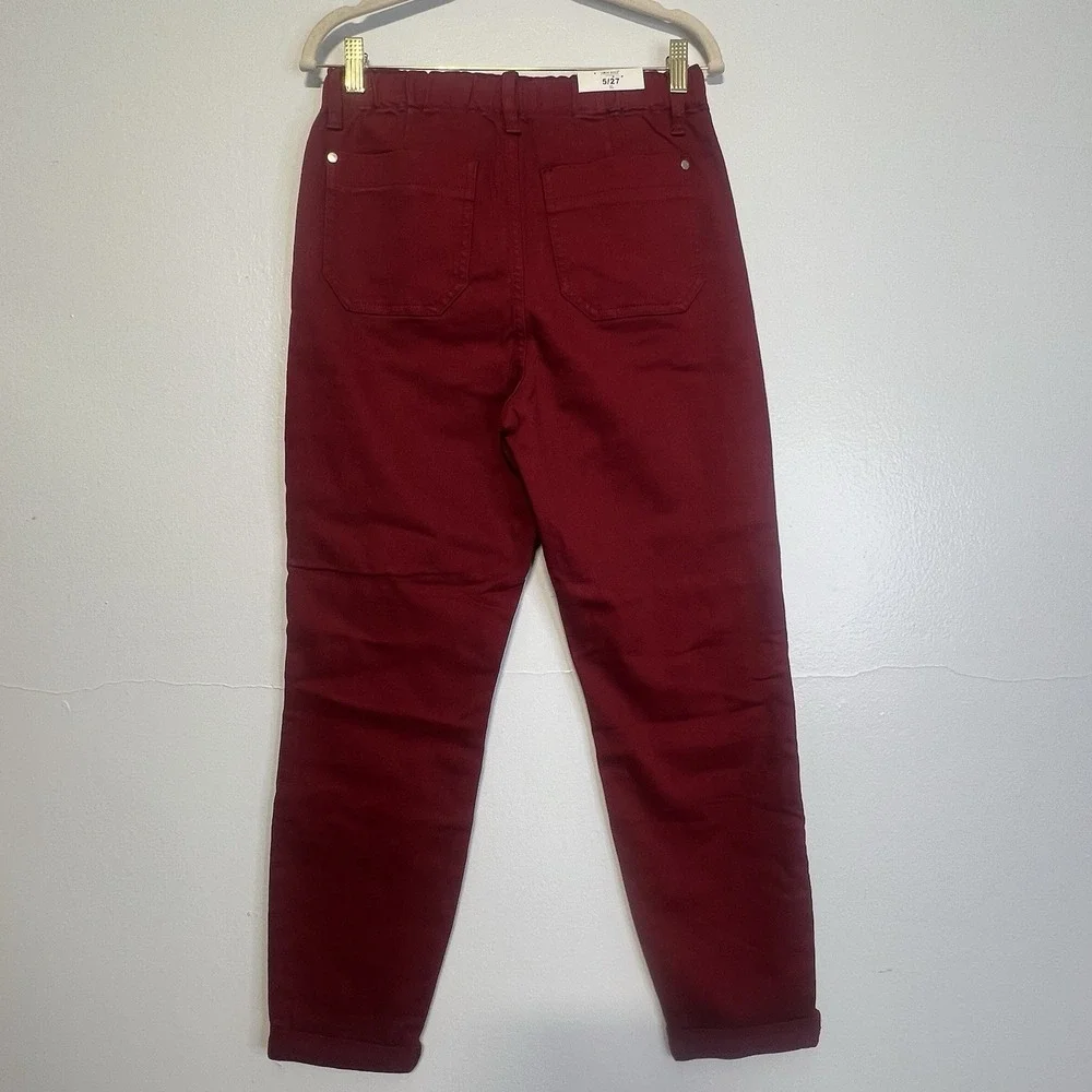 Judy Blue High Rise Drawstring On A Roll Jogger‎ Denim Pants Scarlet Sz 5/27